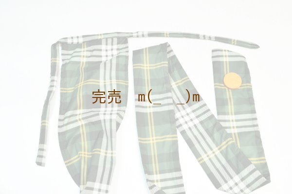 画像1: 弓袋　雨用　緑チェック　袋付