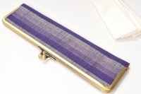 がま口襷入れ　紫会津布