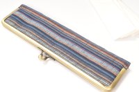 がま口襷入れ　碧会津布