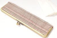 がま口襷入れ　枯色会津布
