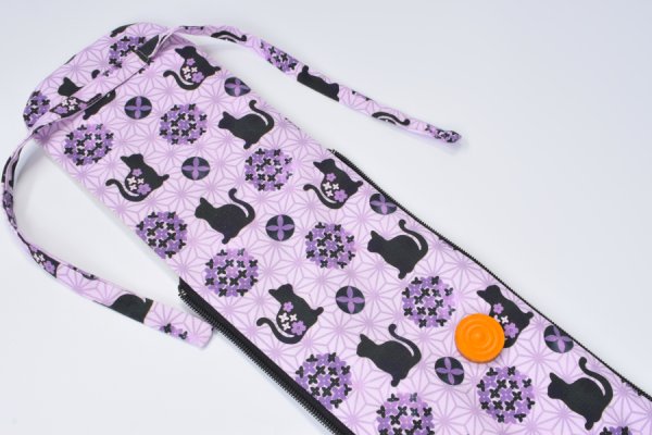 画像1: 弓袋ファスナー　黒猫